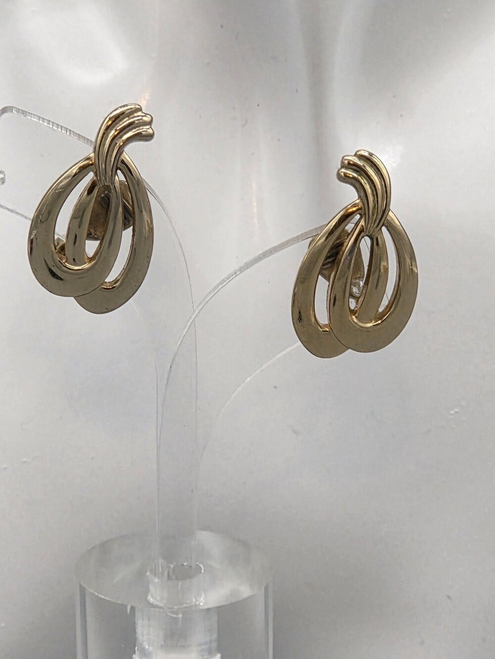 Monet Vintage Gold-Tone Double Hoop Drop Earrings - Elegant Women's Jewelry